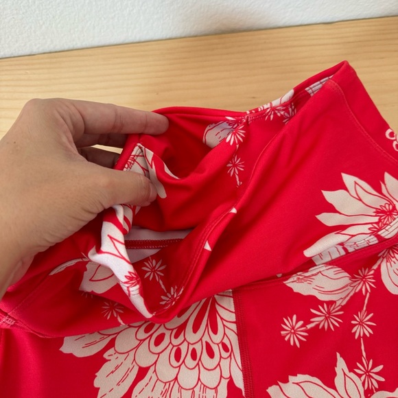Free People Movement Tropical Floral Print Red Prairie Leggings Ankle Cutout XS - Picture 9 of 17